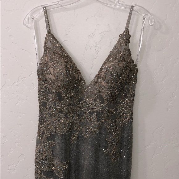 Jovani Silver Dress 💎 - Picture 2 of 8